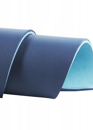 Коврик (мат) спортивный 4fizjo tpe 180 x 60 x 0.6 см для йоги и фитнеса 4fj0373 blue/sky blue6 фото