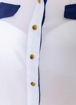 Блуза класична, колір біло-синій, 230r1015 фото