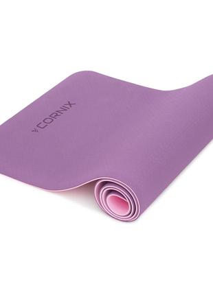 Коврик спортивный cornix tpe 183 x 61 x 0.6 cм для йоги и фитнеса xr-0007 plum/rose4 фото