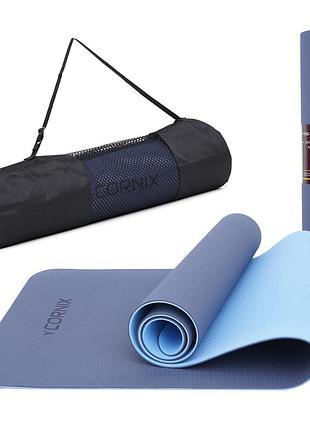 Коврик спортивный cornix tpe 183 см x 0.6 см1 x 0.0.6 см cм для йоги и фитнеса xr-0003 blue/sky blue
