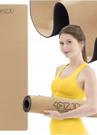 Коврик спортивный для йоги и фитнеса 4fizjo cork 183 x 61 x 0.4 см коричневый