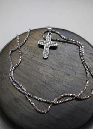 Срібний родований хрестик 925 проба (срібло ,срібло,хрестик)2 фото