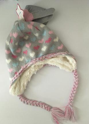 Шапка ушанка тёплая на меху и варежки комплект toby сша