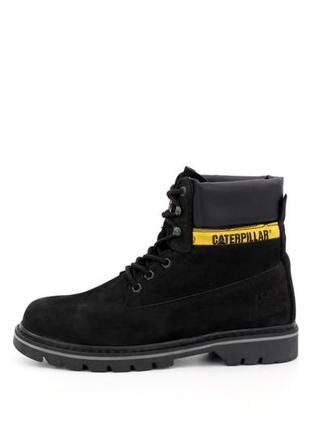 Чорні зимові черевики caterpillar winter boots на хутрі (зимові теплі черевики чорні чоловічі та жіночі 422 фото