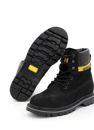 Чорні зимові черевики caterpillar winter boots на хутрі (зимові теплі черевики чорні чоловічі та жіночі 425 фото