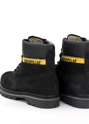 Чорні зимові черевики caterpillar winter boots на хутрі (зимові теплі черевики чорні чоловічі та жіночі 427 фото