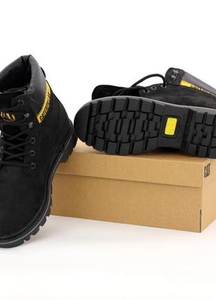 Чорні зимові черевики caterpillar winter boots на хутрі (зимові теплі черевики чорні чоловічі та жіночі 424 фото