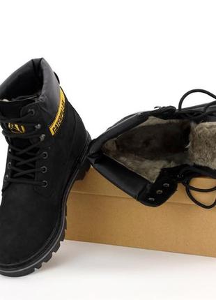 Черные зимние ботинки caterpillar winter boots на меху (зимние теплые ботинки черные мужские и женские 423 фото