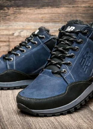Мужские зимние кожаные кроссовки new balance clasic blue 100 blue