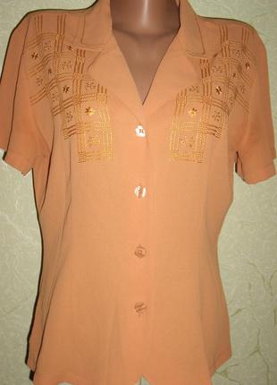 Стильная блуза приталенная цвет таракотовый с вышивкой.р.12 - st michael