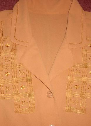 Стильная блуза приталенная цвет таракотовый с вышивкой.р.12 - st michael4 фото
