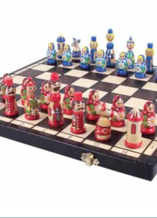 Дерев'яні шахи "hand crafted babushka chess set".  польща2 фото