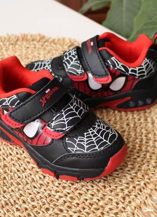 Крутезные практичные кроссовки на липучке из spiderman 23.5 г