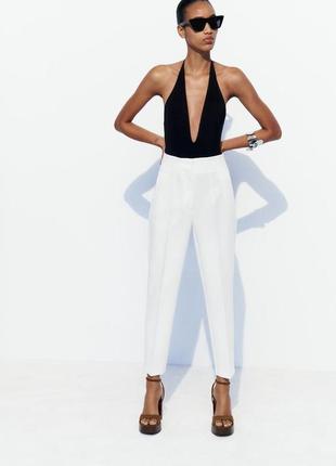 Білі брюки з високою посадкою,zara нові