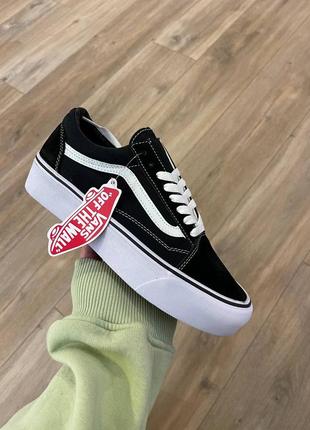 Женские кеды ванс на платформе vans old skool black white platform, женккие кеды ванс на толстой подошве, женские кеды