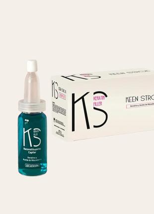 Кератиновый филлер для волос с маслом макадамии keen strok keratin filler 15x15 мл