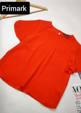 Блуза женская красного цвета свободного кроя с короткими рукавами от бренда primark m