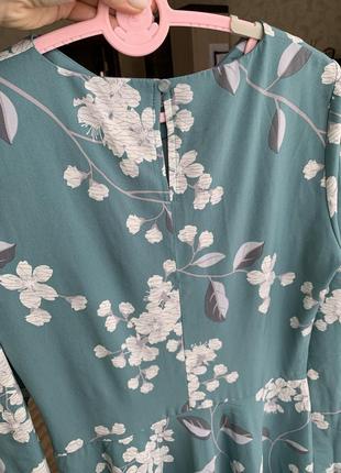 Класична сукня з тканини софт у квітковий принт кольору морської хвилі.5 фото