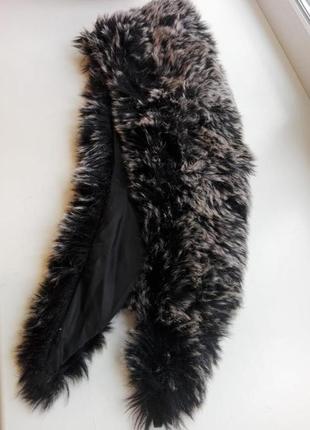 Стильний чорний хутряний комір шарф3 фото