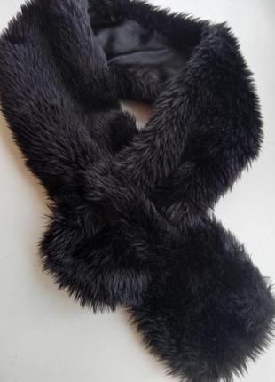 Стильний чорний хутряний комір шарф7 фото