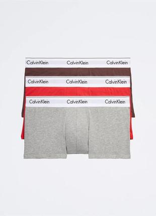 Оригинальные низкие боксеры calvin klein modern cotton stretch 3-pack trunk