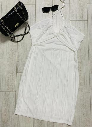 Женское стильное платье из структурной ткани с обнаженными плечами и разрезом от shein