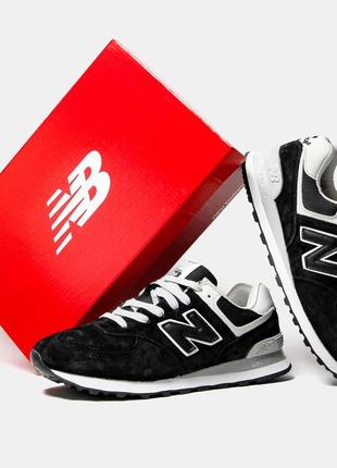 Кроссовки new balance 574 black/white (без сетки)