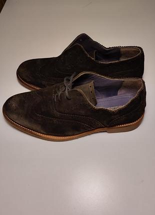 Брогі  перфоровані класичні чоловічі туфлі замш шкіряні4 фото