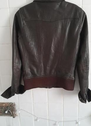 Кожаная куртка темно коричневого цвета размер xs6 фото