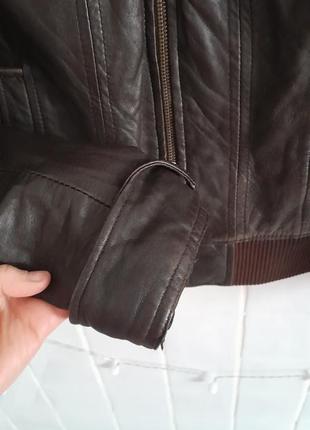 Кожаная куртка темно коричневого цвета размер xs5 фото