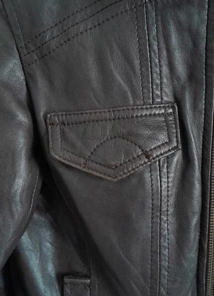 Кожаная куртка темно коричневого цвета размер xs4 фото