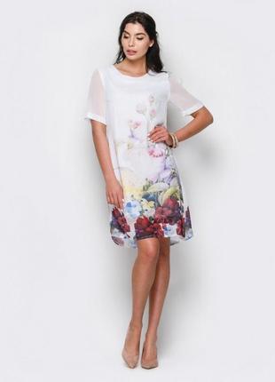 Распродажа, скидка, платье, белое, нарядное, в цветы