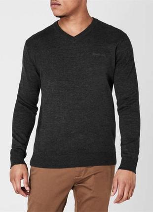 Шикарний акриловий пуловер pierre cardin v neck knit charcoal marl made in bangladesh з биркою