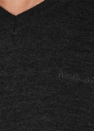 Шикарний акриловий пуловер pierre cardin v neck knit charcoal marl made in bangladesh з биркою2 фото