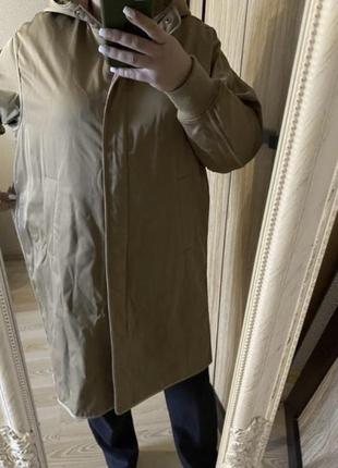 Модное необычное стёганное пальто с капюшоном оверсайз 52-54 р zara7 фото