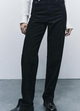 Новые женские джинсы zara со стразами от любимого испанского бренда zara.5 фото