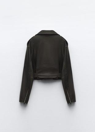 Куртка в байкерском стиле из искусственной кожи zara кожанка авиатор 6318/232 косуха2 фото