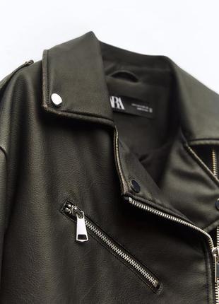 Куртка в байкерском стиле из искусственной кожи zara кожанка авиатор 6318/232 косуха4 фото