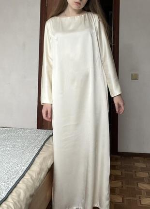 Сатинова сукня молочна3 фото
