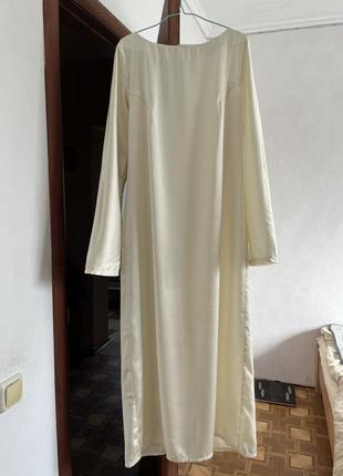 Сатинова сукня молочна4 фото