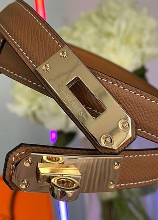 Ремінь premium 1:1 hermes kelly 18 belt brown leather6 фото