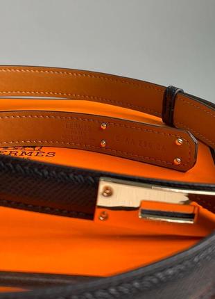 Ремінь premium 1:1 hermes kelly 18 belt black leather5 фото