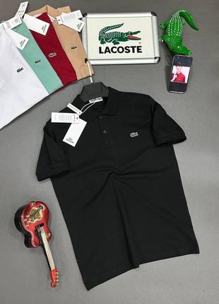 Мужская черная футболка поло мужская футболка с коротким рукавом поло lacoste