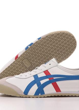 Мужские кроссовки белые с серым и синимasics onitsuka tiger mexico 667 фото