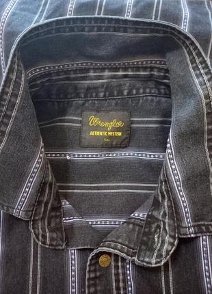 Джинсовая мужская рубашка батал с длинным рукавом wrangler4 фото