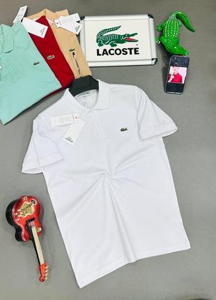 Чоловіча біла футболка поло мужская футболка с коротким рукавом lacoste2 фото