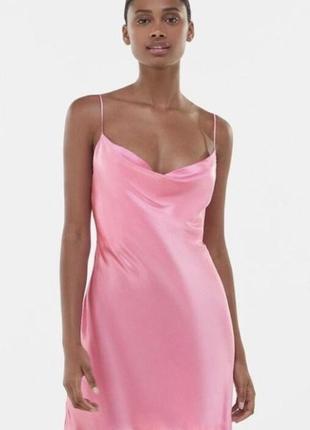 Сукня в піжамному стилі стильное платье в бельевом стиле атласное нежно розовое1 фото