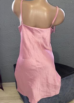 Сукня в піжамному стилі стильное платье в бельевом стиле атласное нежно розовое4 фото