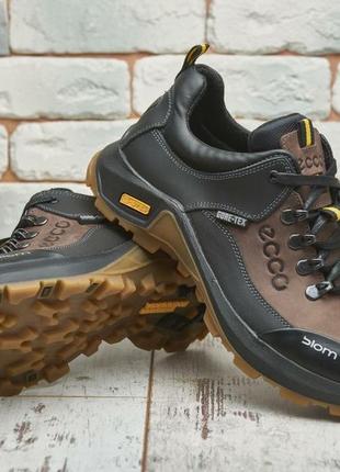 Мужские кожаные кроссовки в стиле ecco, коричневое кроссовки с натуральной козы3 фото