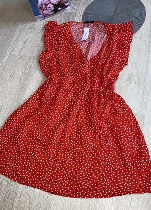 Яскрава червона сукня в горох шикарное красное платье большой размер2 фото